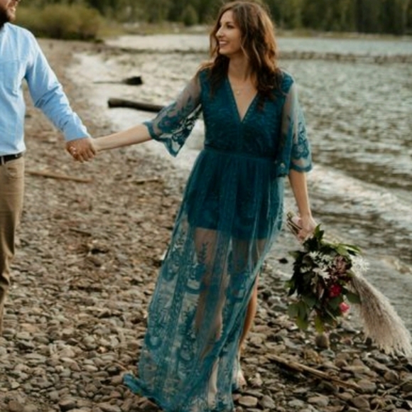 Boho Lace Maxi Romper - Picture 1 of 4